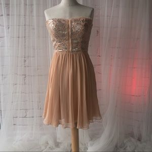 REBECCA TAYLOR Strapless Nude/Dusty Rose Color Mini Dress Women Size 2